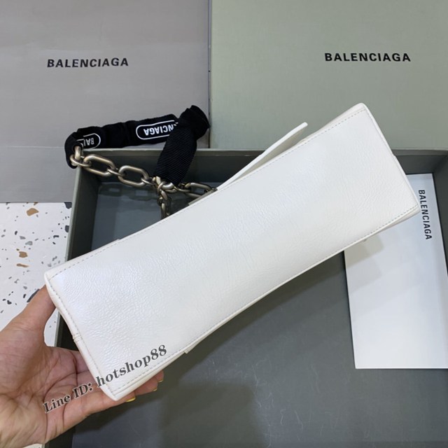 Balenciaga專櫃新品速遞Downtown鏈條單肩包 巴黎世家大號白色經典Hourglass包 fyj1355